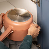 Alva Neat 5-Piece Ceramic Nonstick Stackable Cookware Set, Induction & Oven Safe, Peach