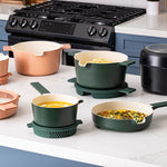 Alva Neat 5-Piece Ceramic Nonstick Stackable Cookware Set, Induction & Oven Safe, Peach