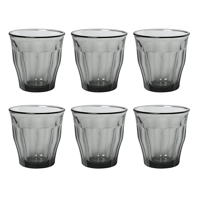 Duralex Picardie Gris Made In France 8.75 Ounce Glass Tumbler, Set of 6
