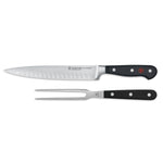 Wusthof Classic 2 Piece Carving Knife & Fork Set Hollow Edge