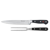 Wusthof Classic 2 Piece Carving Knife & Fork Set Hollow Edge