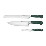 Wusthof Classic Three Piece Knife Set with Chef's Knife, Bread Knife, Paring, Rosemary