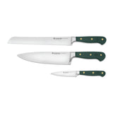 Wusthof Classic Three Piece Knife Set with Chef's Knife, Bread Knife, Paring, Rosemary