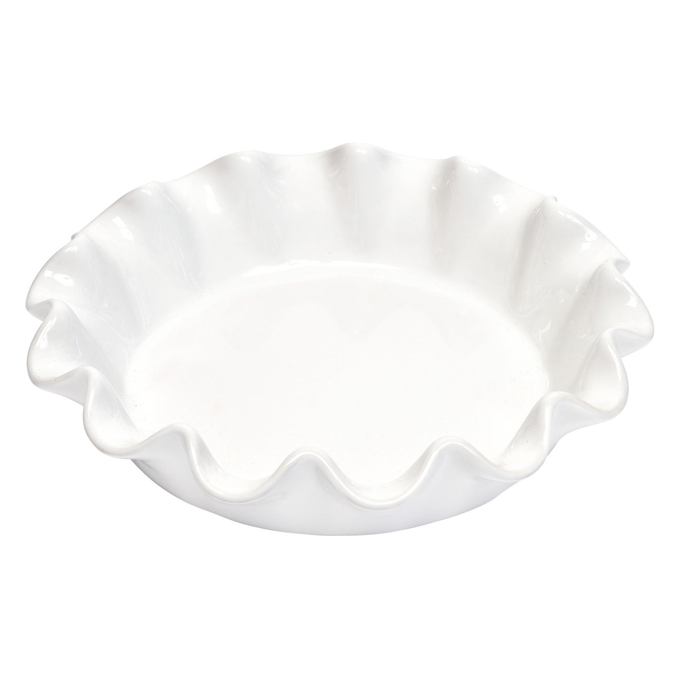 Emile Henry HR Ceramic 10-inch Ruffled Pie Dish, White