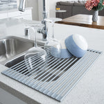 Better Houseware Over the Sink Roll Up Drying Rack, Silicone and Stainless Steel