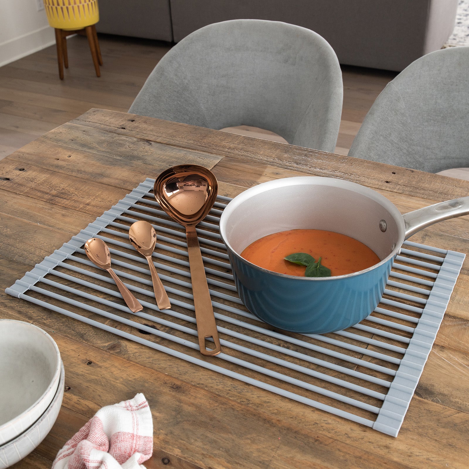 Better Houseware Over the Sink Roll Up Drying Rack, Silicone and Stainless Steel