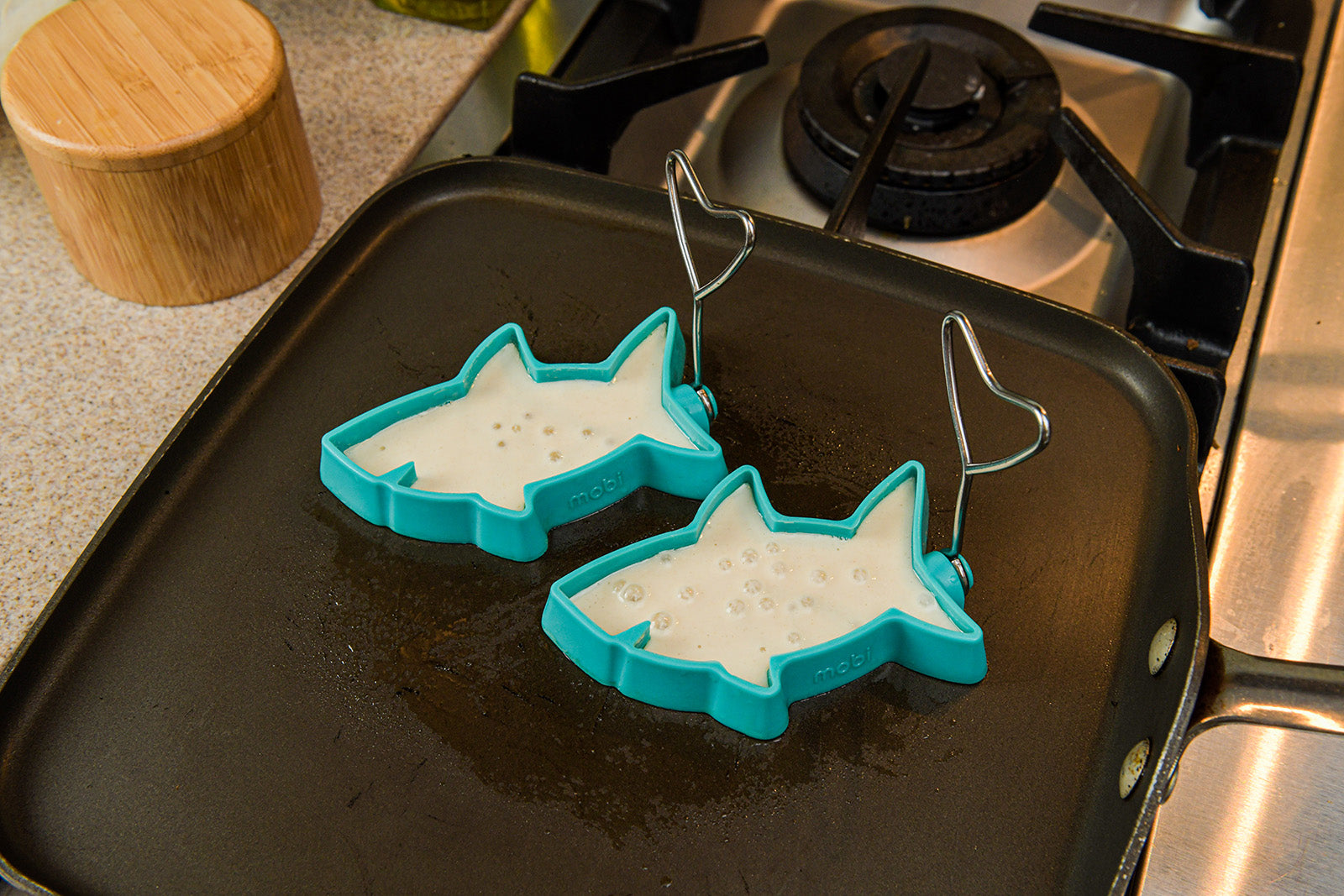 Mobi Shark Bite Silicone Pancake and Egg Molds, set of 2