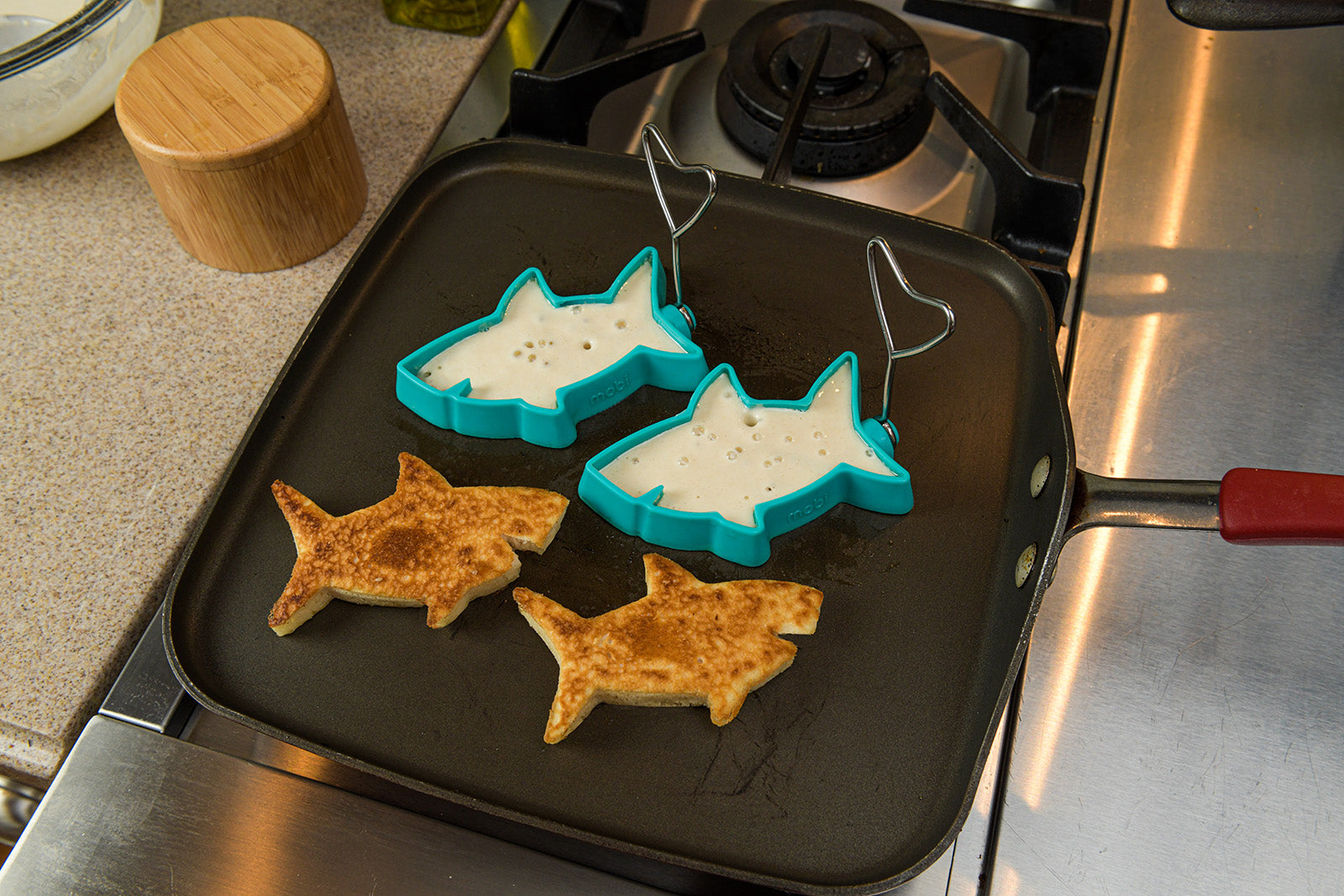 Mobi Shark Bite Silicone Pancake and Egg Molds, set of 2