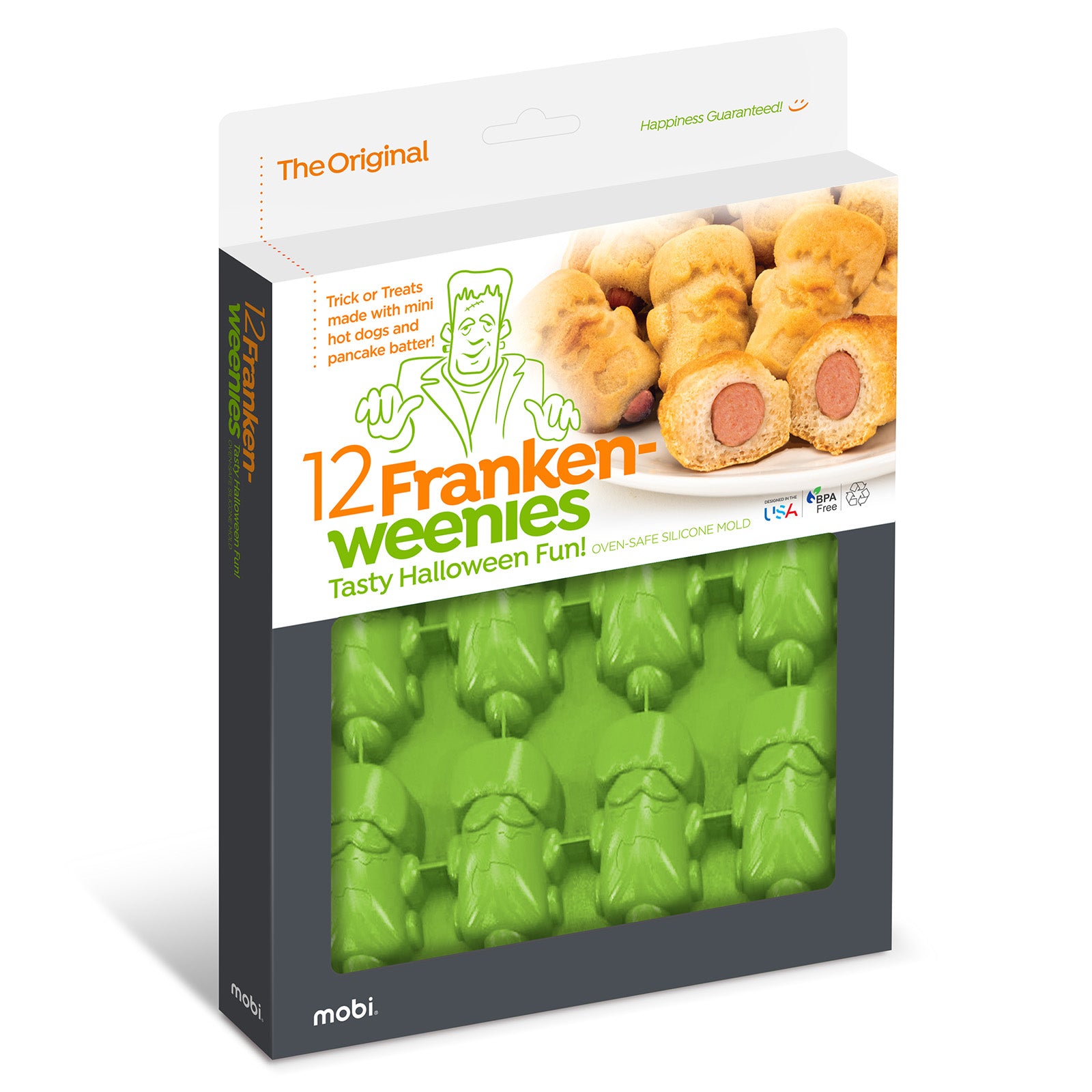 Mobi 12 Pigs in a Blanket Silicone Snack Mold, Franken-wennies