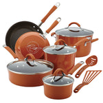 Rachael Ray Cucina Nonstick Cookware Set, 12 Piece, Orange
