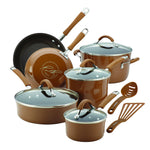 Rachael Ray Cucina Nonstick Cookware Set, 12 Piece, Brown