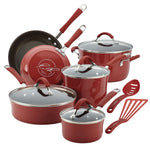 Rachael Ray Cucina Nonstick Cookware Set, 12 Piece, Red