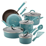 Rachael Ray Cucina Nonstick Cookware Set, 12 Piece, Agave Blue
