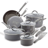 Rachael Ray Cucina Nonstick Cookware Set, 12 Piece, Sea Salt Gray