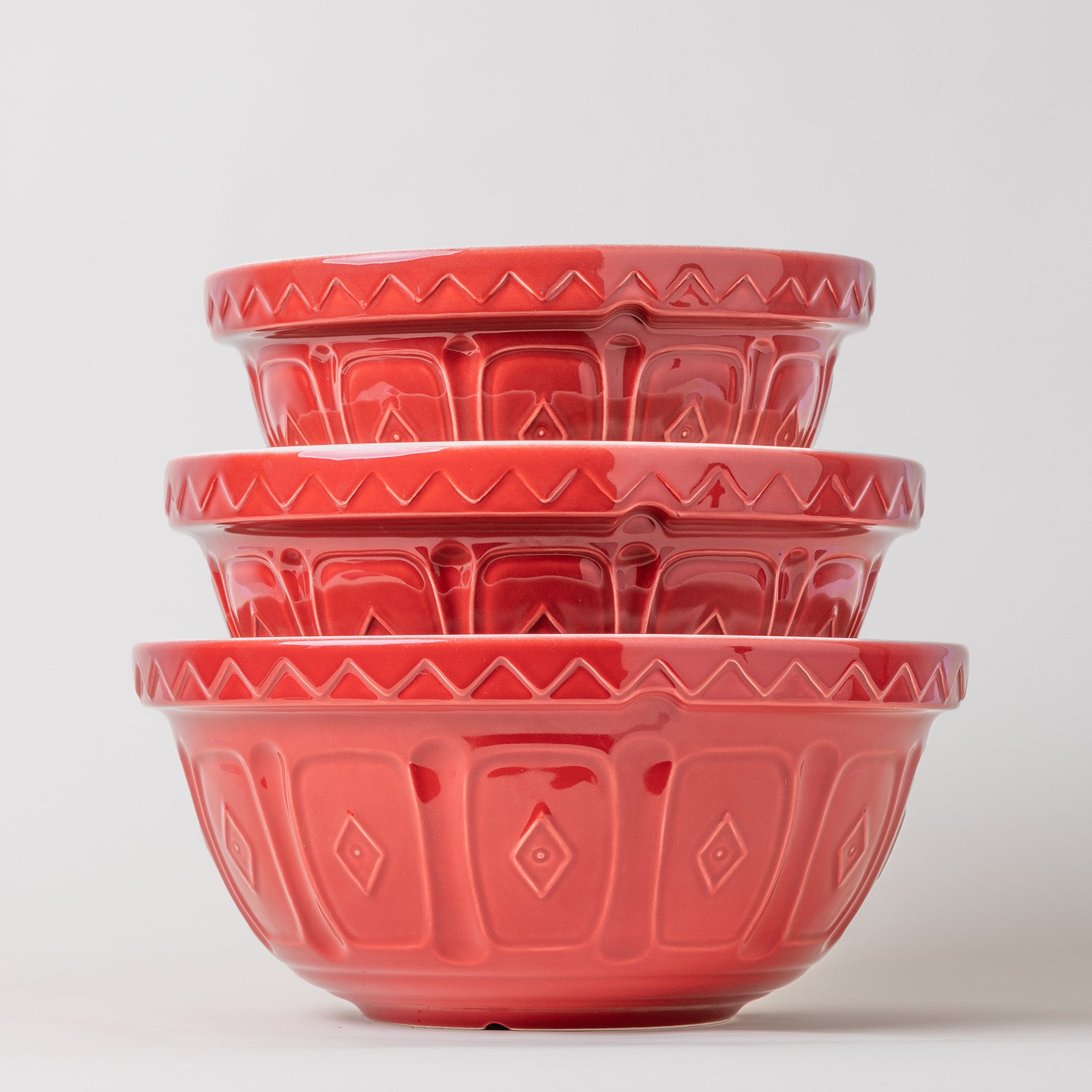 Mason Cash Color Mix Red Size 12, Size 18, Size 24 Mixing Bowl Set of 3