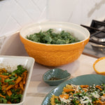 Mason Cash In The Forest Size 12 Gray, Size 18 Green, Size 24 Ochre Mixing Bowl Set of 3
