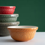 Mason Cash In The Forest Size 12 Gray, Size 18 Green, Size 24 Ochre Mixing Bowl Set of 3