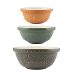 Mason Cash In The Forest Size 12 Gray, Size 18 Green, Size 24 Ochre Mixing Bowl Set of 3
