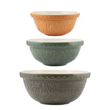 Mason Cash In The Forest Size 12 Gray, Size 18 Green, Size 24 Ochre Mixing Bowl Set of 3