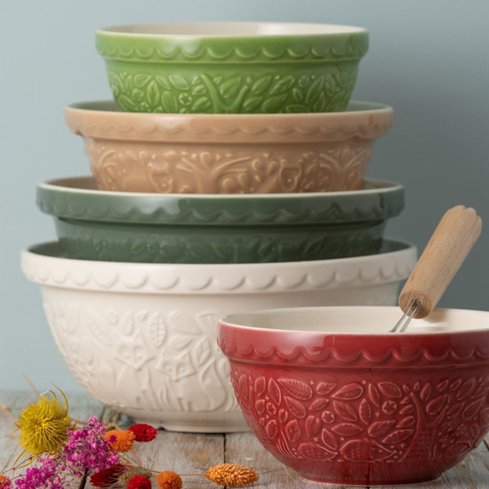 Mason Cash In The Forest Hedgehog Size 30 Mixing Bowl, Red, 1.15 Quart, Set of 2