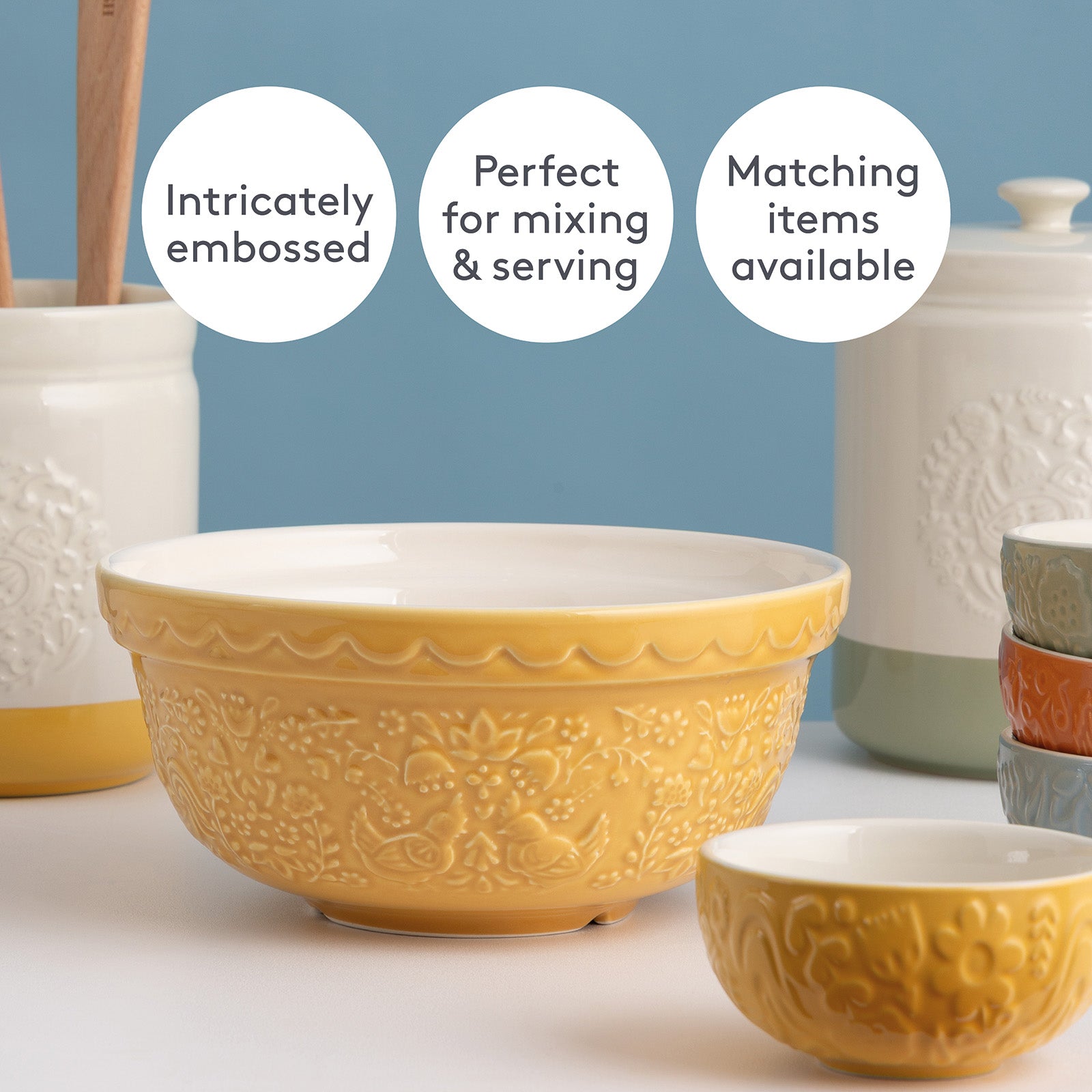 Mason Cash Home to Roost Size 12, Size 18, Size 24 Mixing Bowl Set of 3