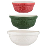 Mason Cash Deck The Halls 3 Piece Ceramic Mixing Bowl Set