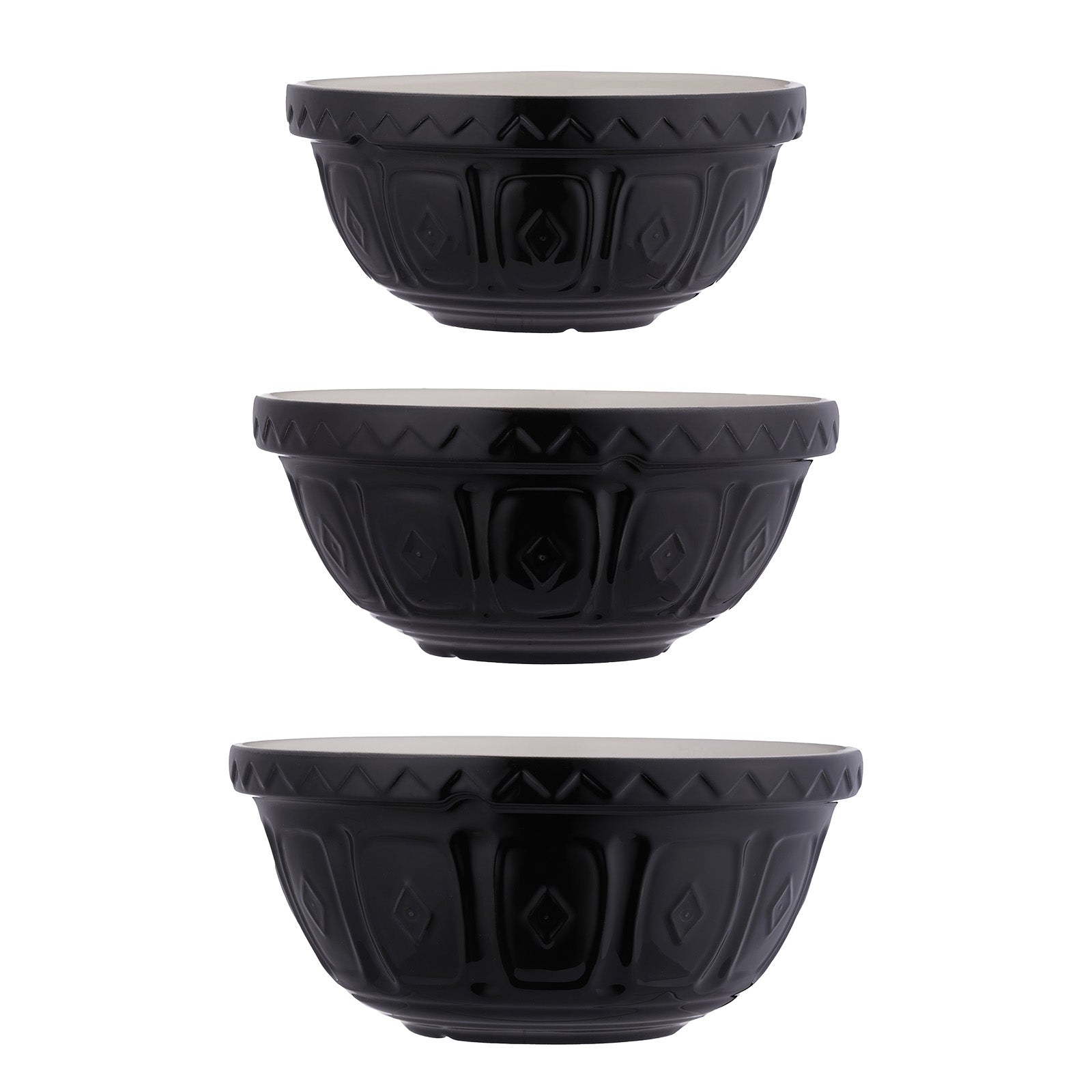 Mason Cash Color Mix Black Size 12, Size 18, Size 24 Mixing Bowl Set of 3