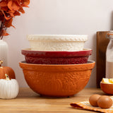 Mason Cash Pumpkin Mixing Bowl Set of 3 | Stoneware Nesting Bowls, Fall Harvest