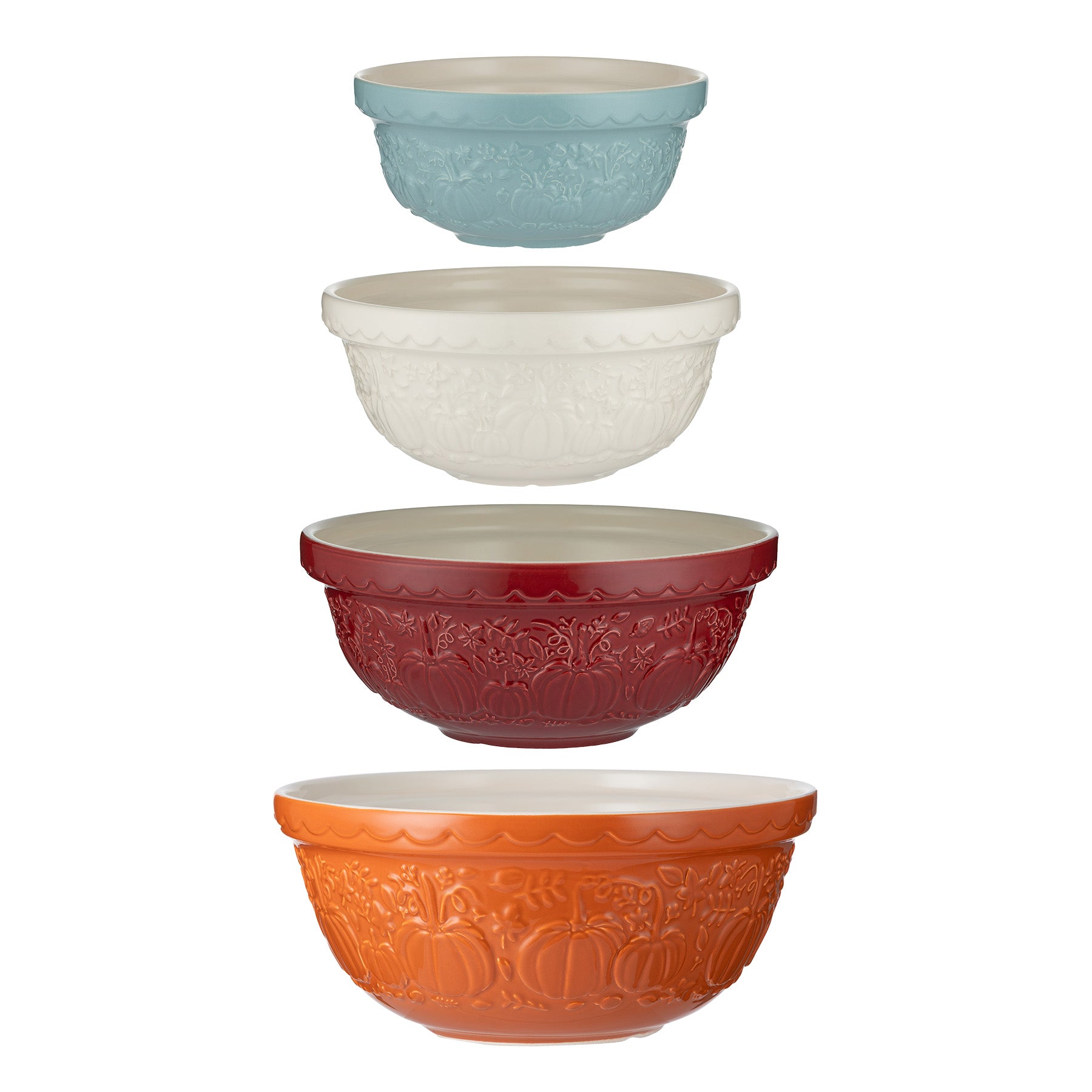 Mason Cash Pumpkin Mixing Bowl Set of 4 | Stoneware Nesting Bowls, Fall Harvest