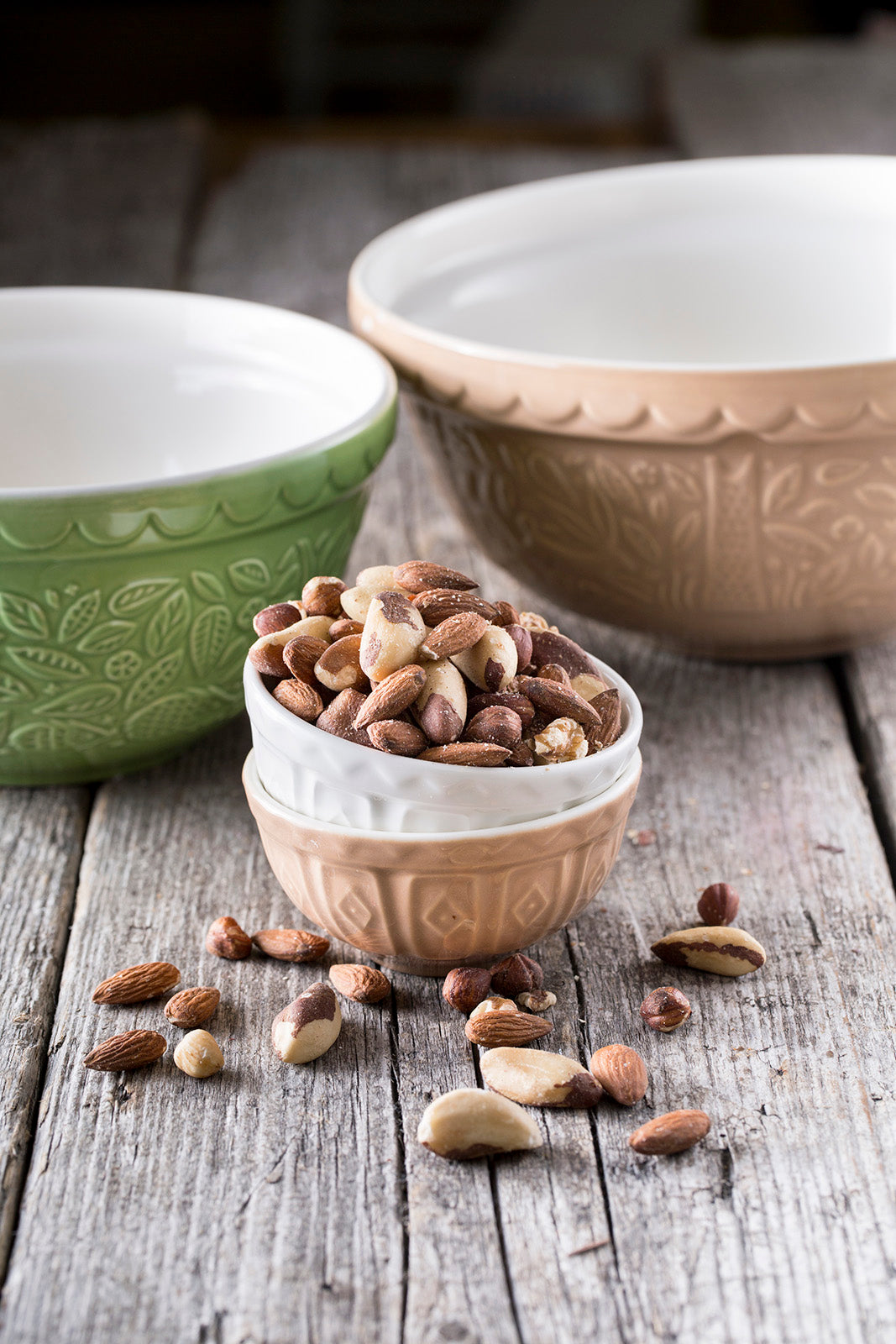 Mason Cash In the Forest Mini Bowl Set, 4 Stoneware Prep Bowls with Embossed Woodland Designs