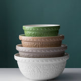 Mason Cash In the Forest Mini Bowl Set, 4 Stoneware Prep Bowls with Embossed Woodland Designs