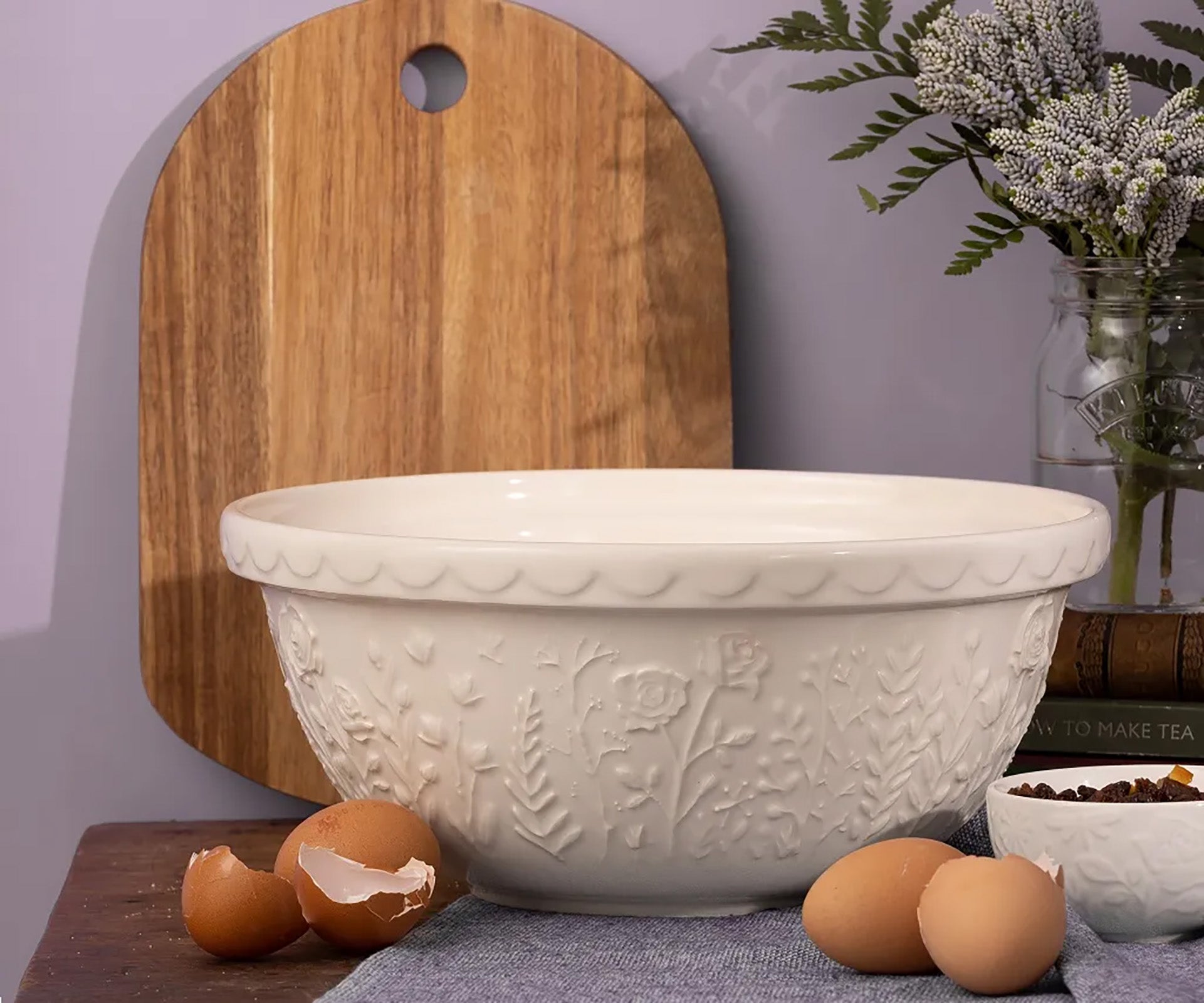 Mason Cash In The Meadow Rose Size 12 Mixing Bowl, 4.25 Quart, Cream