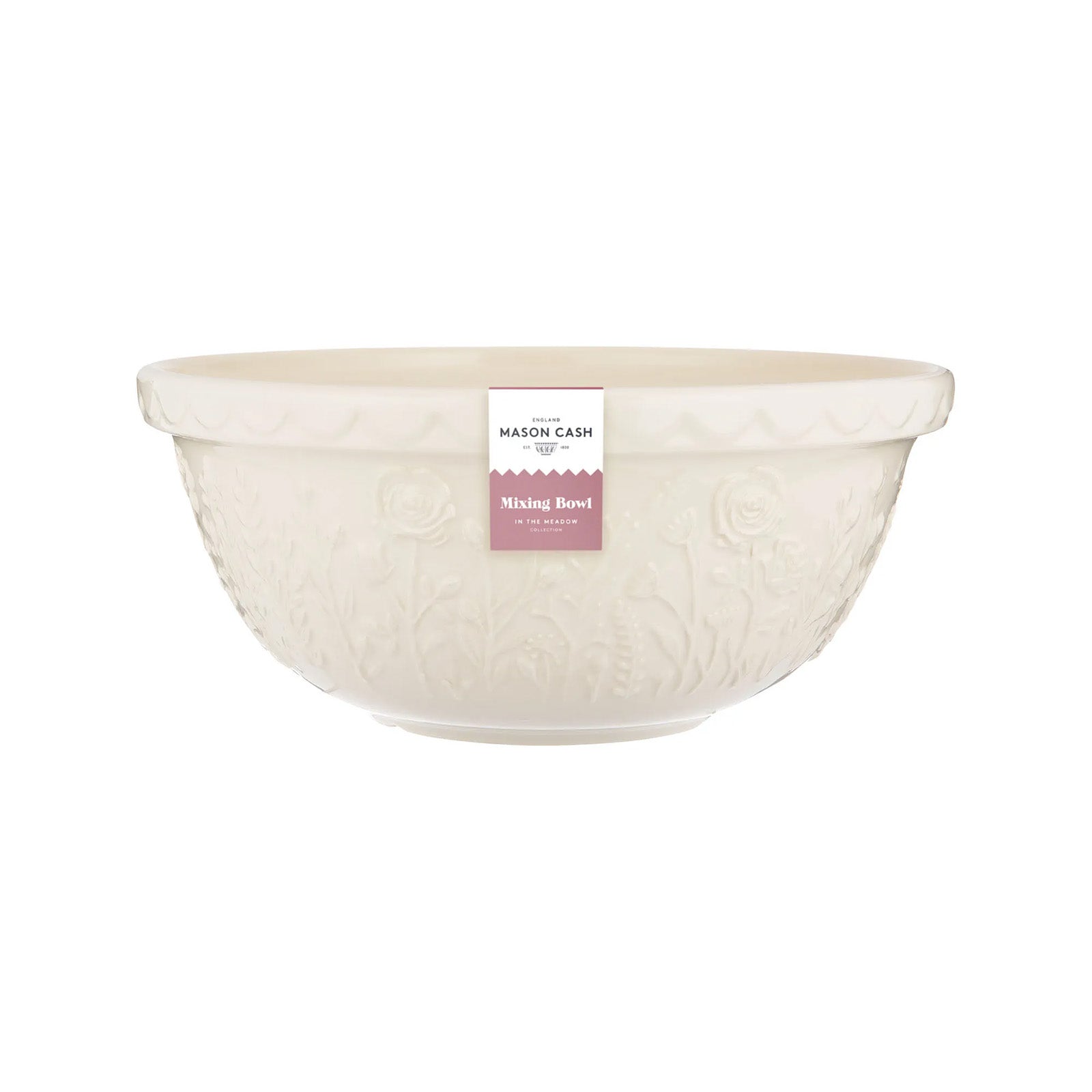 Mason Cash In The Meadow Rose Size 12 Mixing Bowl, 4.25 Quart, Cream