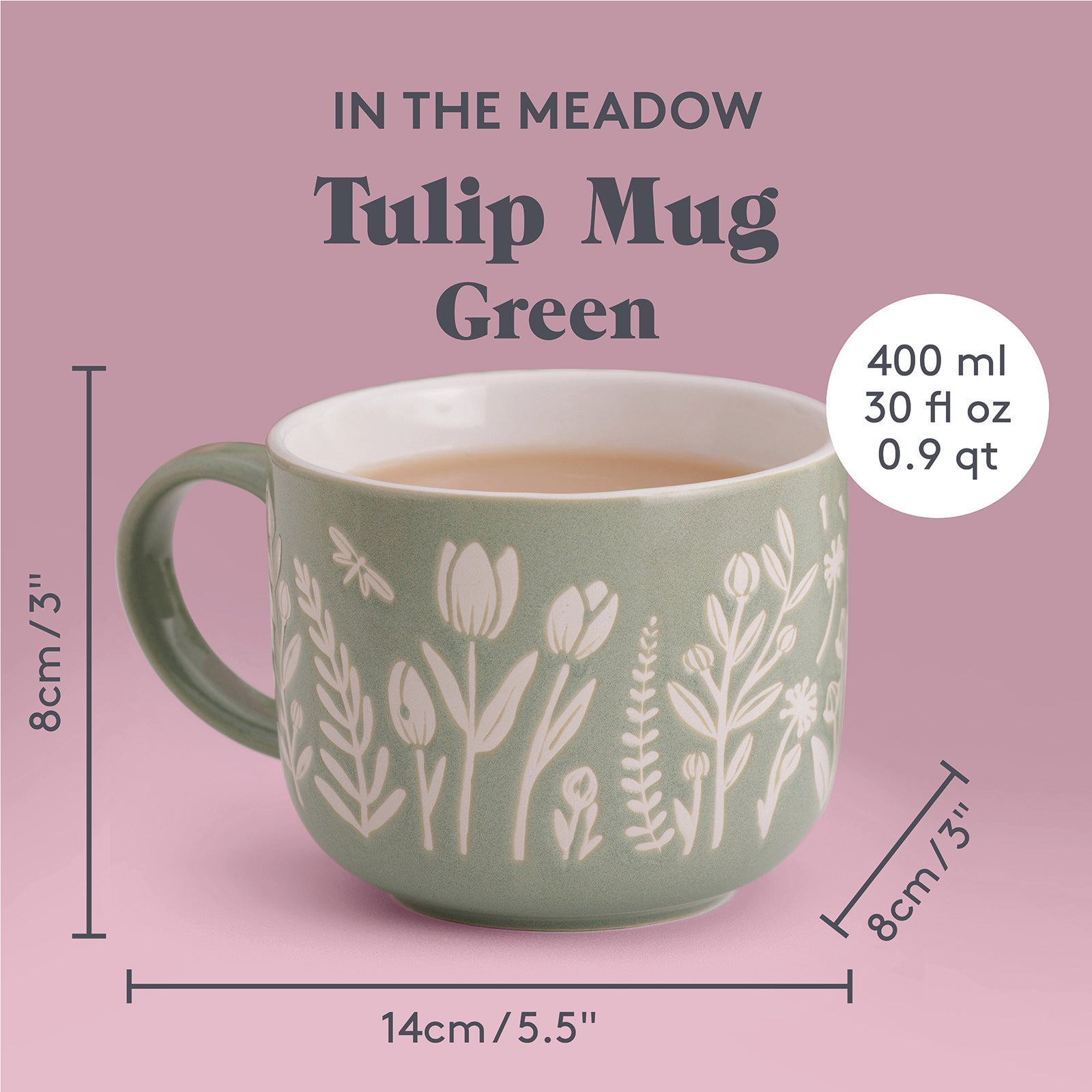 Mason Cash In The Meadow Green Tulip Mug 13.5oz