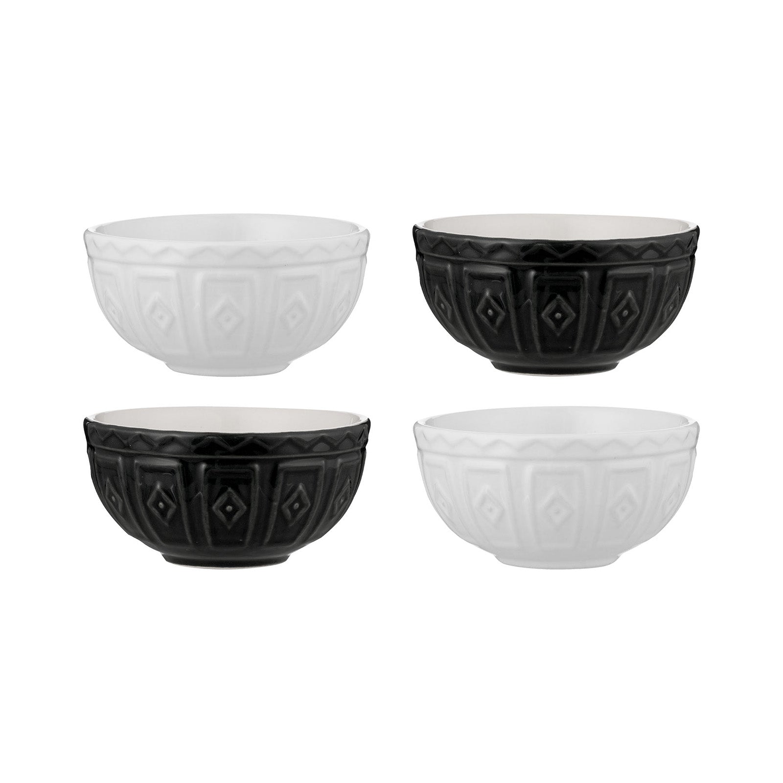 Mason Cash Color Mix Mini Prep Bowls, Black and Cream, Set of 4