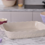 Mason Cash In The Meadow Large Rectangular Baker with Embossed Floral Design, Cream