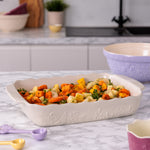 Mason Cash In The Meadow Large Rectangular Baker with Embossed Floral Design, Cream
