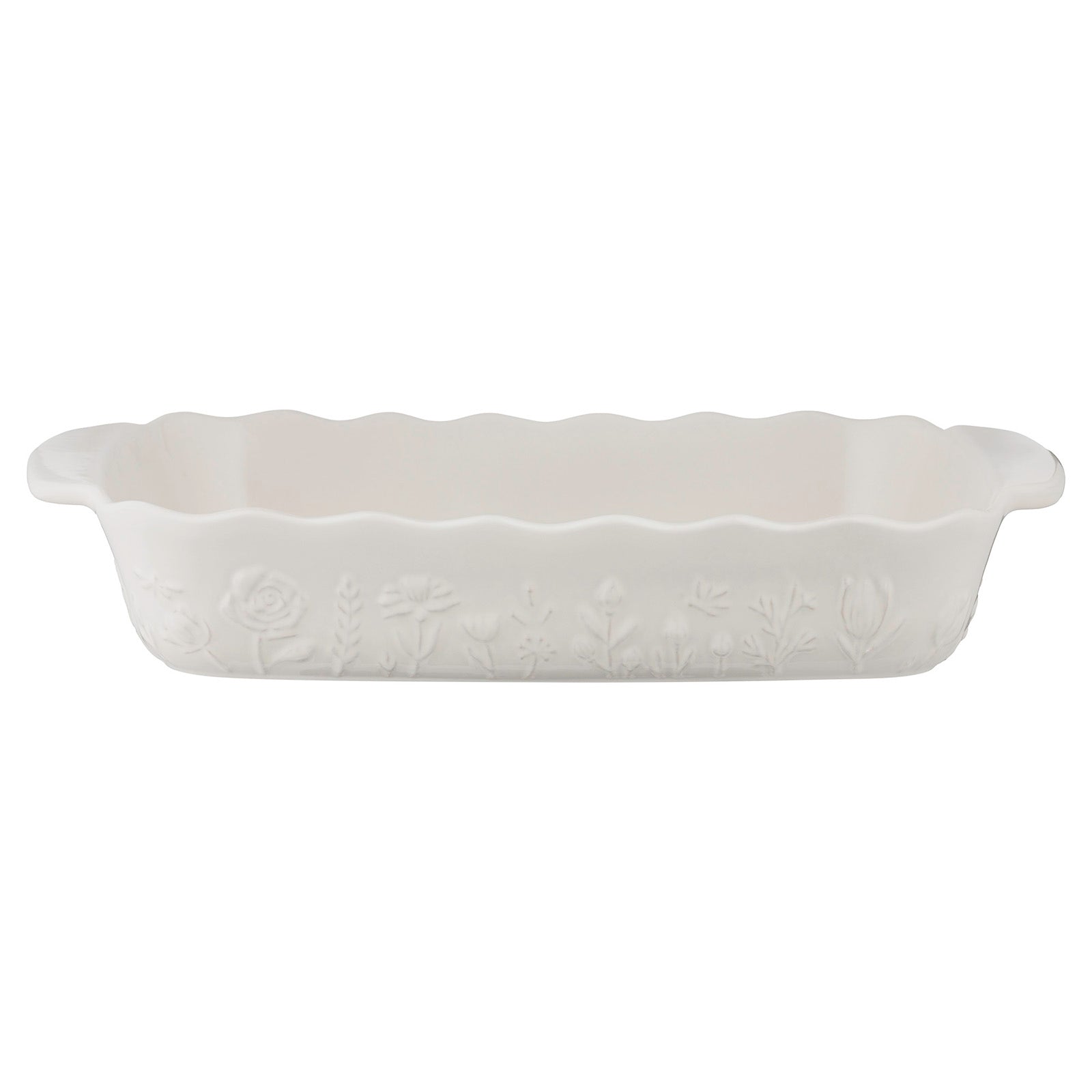 Mason Cash In The Meadow Large Rectangular Baker with Embossed Floral Design, Cream