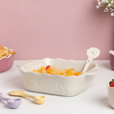 Mason Cash In The Meadow Square Baker with Embossed Floral Design, Cream