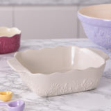 Mason Cash In The Meadow Square Baker with Embossed Floral Design, Cream