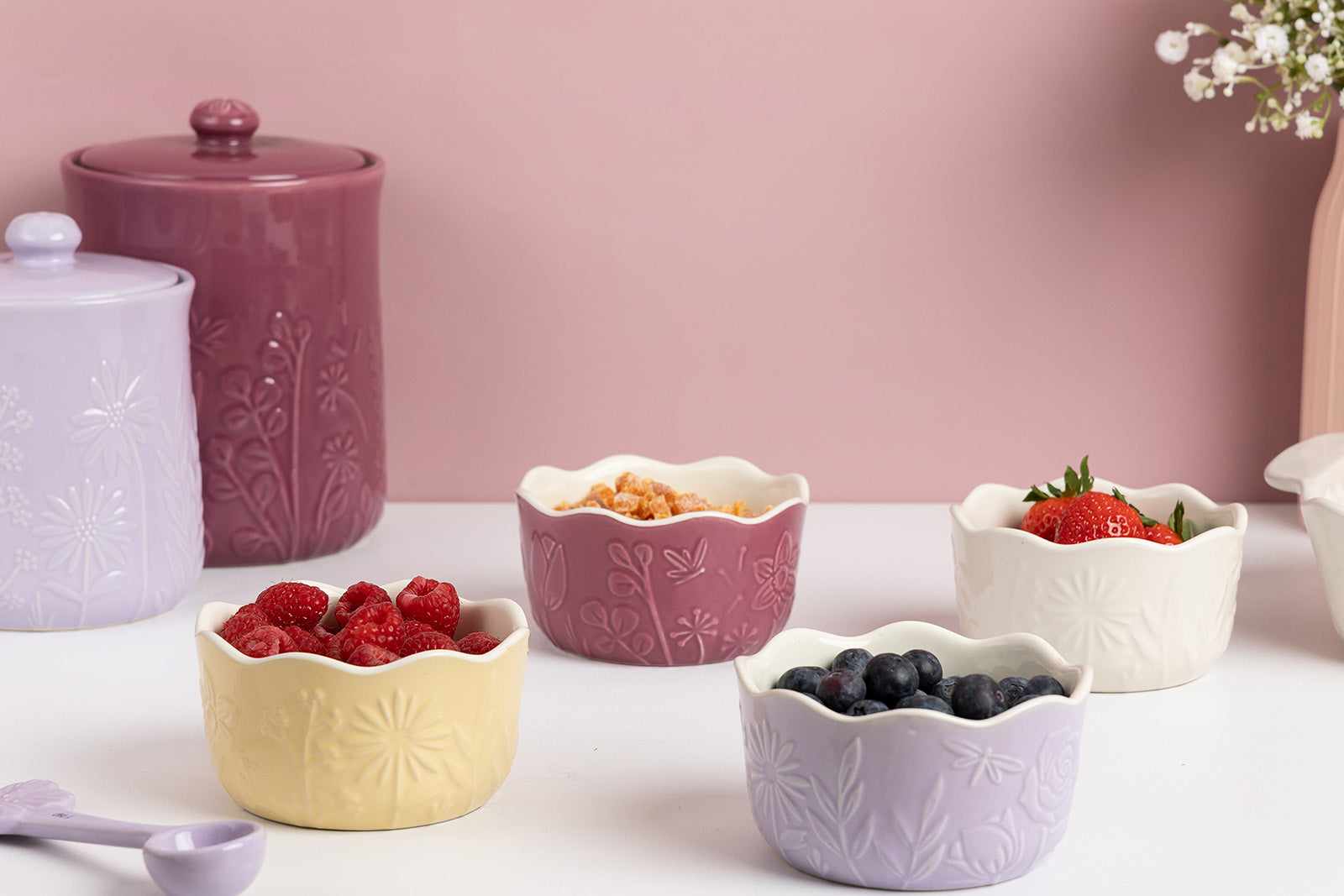Mason Cash In The Meadow Ramekins with Embossed Floral Design, Set of 4
