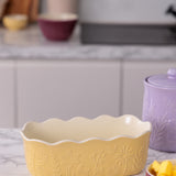 Mason Cash In The Meadow Loaf Pan with Embossed Floral Design, Yellow
