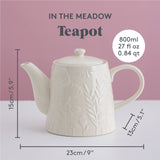 Mason Cash In the Meadow Teapot, 34 fl oz Stoneware Teapot with Embossed Floral Design