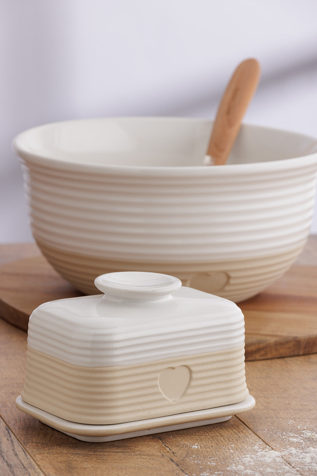 Mason Cash Rustic Charm Butter Dish, Covered Stoneware Butter Keeper