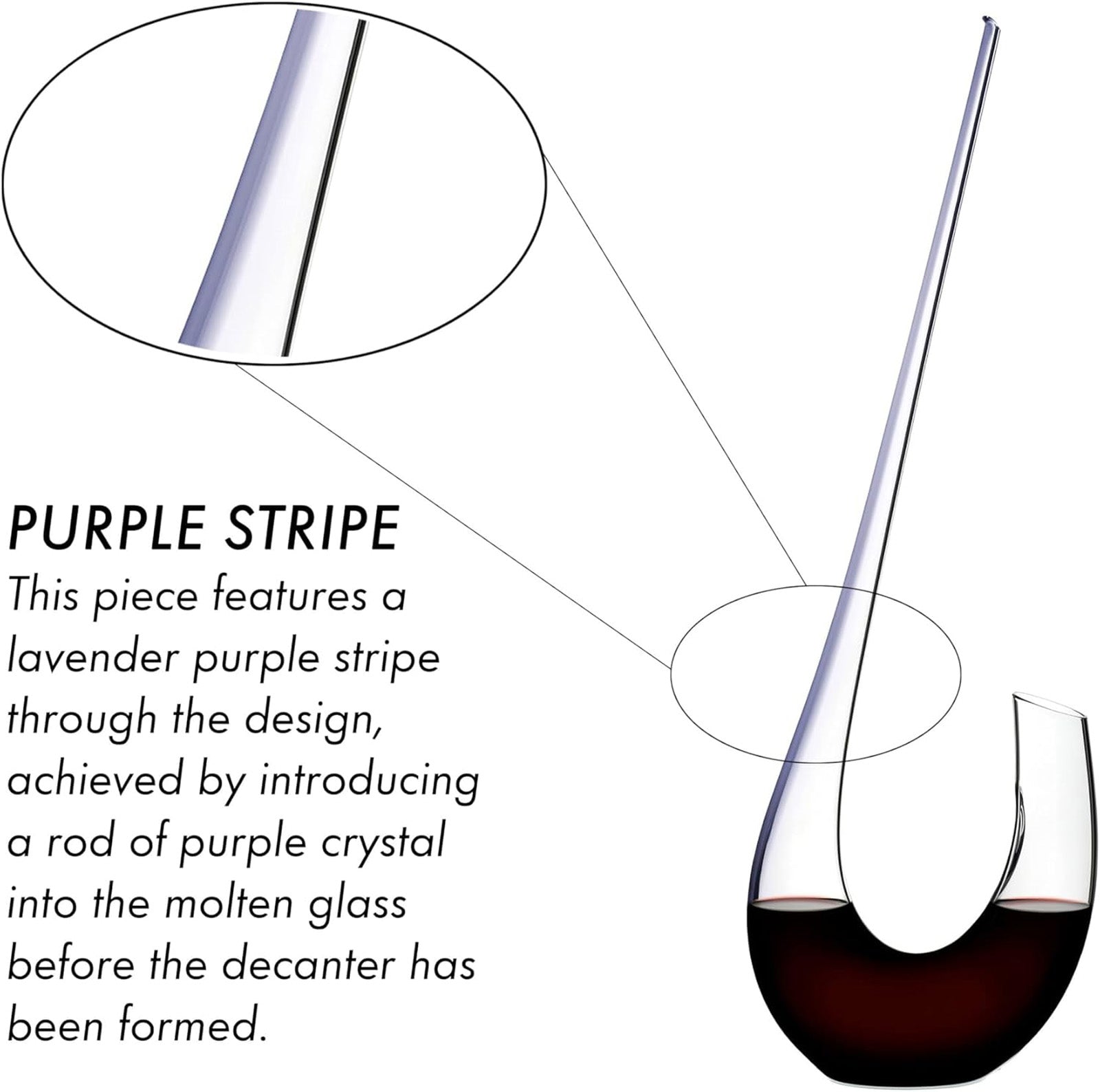 Riedel Winewings Decanter, Handmade Crystal Wine Decanter, Purple Stripe