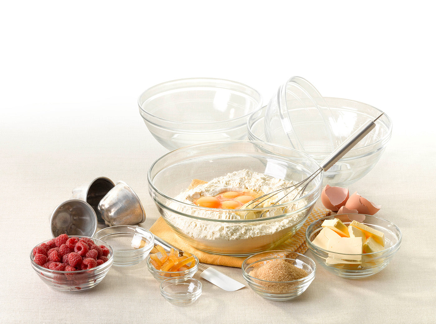 Duralex Made In France Lys Stackable Glass Bowl, Set of 6, 6-ounce, 4.125-Inch