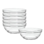 Duralex Made In France Lys Stackable Glass Bowl, Set of 6, 1-Quart, 6.75-Inch