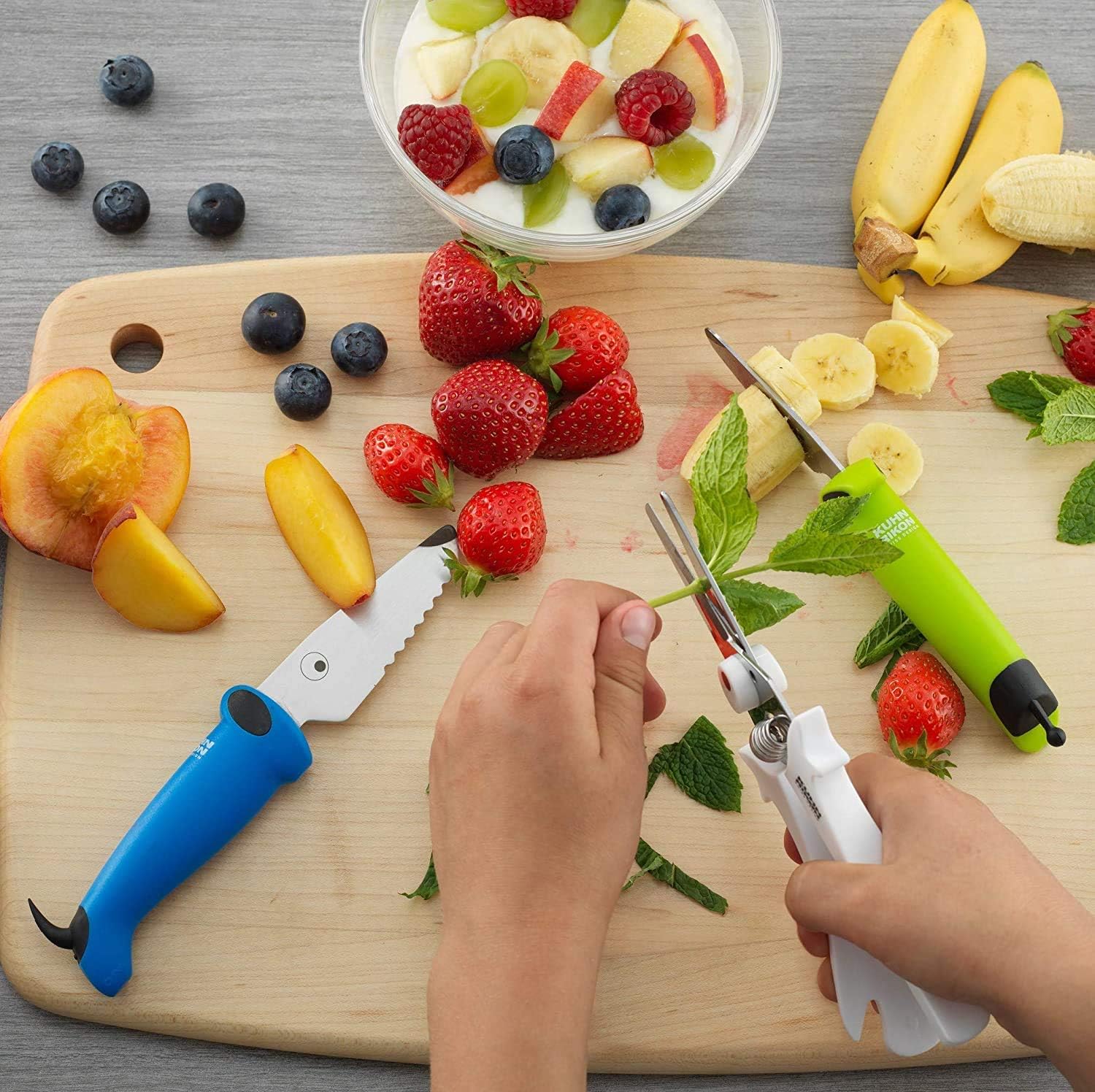 Kuhn Rikon Kinder Kitchen Essential Knife Set, Blue/Green