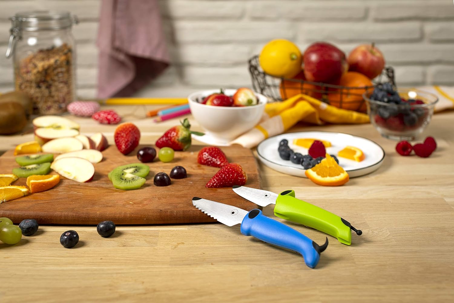 Kuhn Rikon Kinder Kitchen Essential Knife Set, Blue/Green