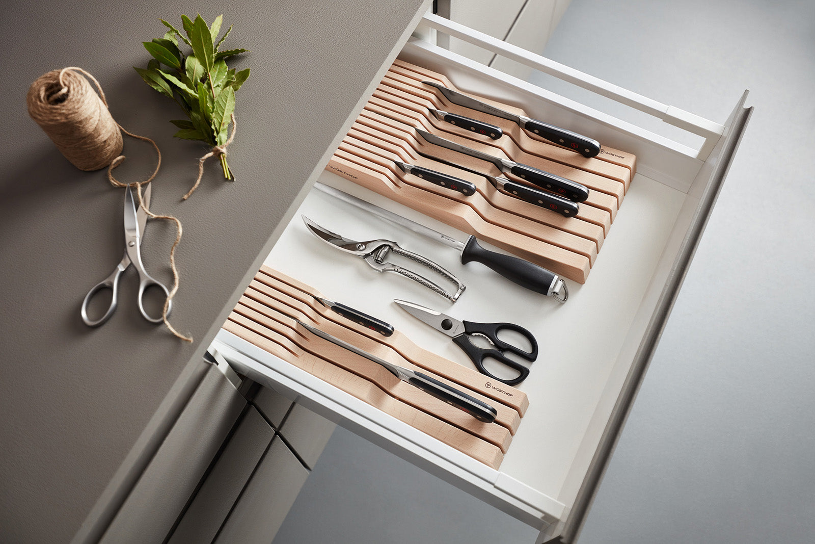 Wusthof 7-Slot In-Drawer Knife Storage Tray Block, Beechwood